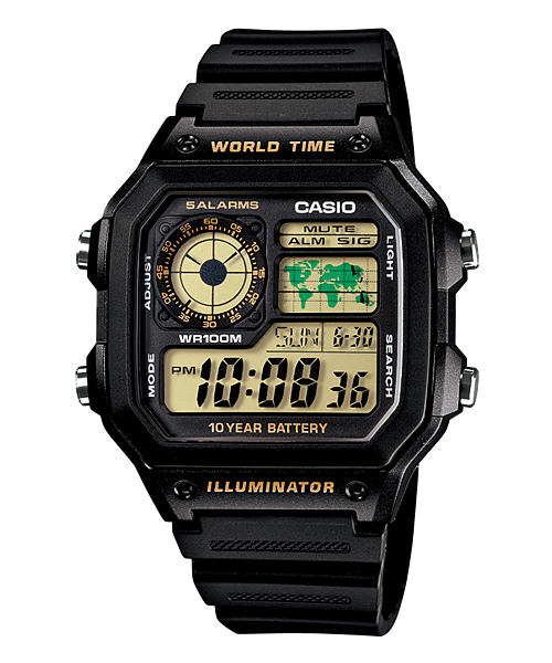 Casio AE-1200WH-1B world time watch